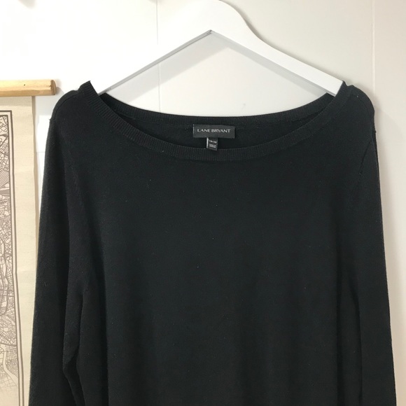 Lane Bryant Black Ribbed Lightweight Sweater Top - Picture 2 of 8